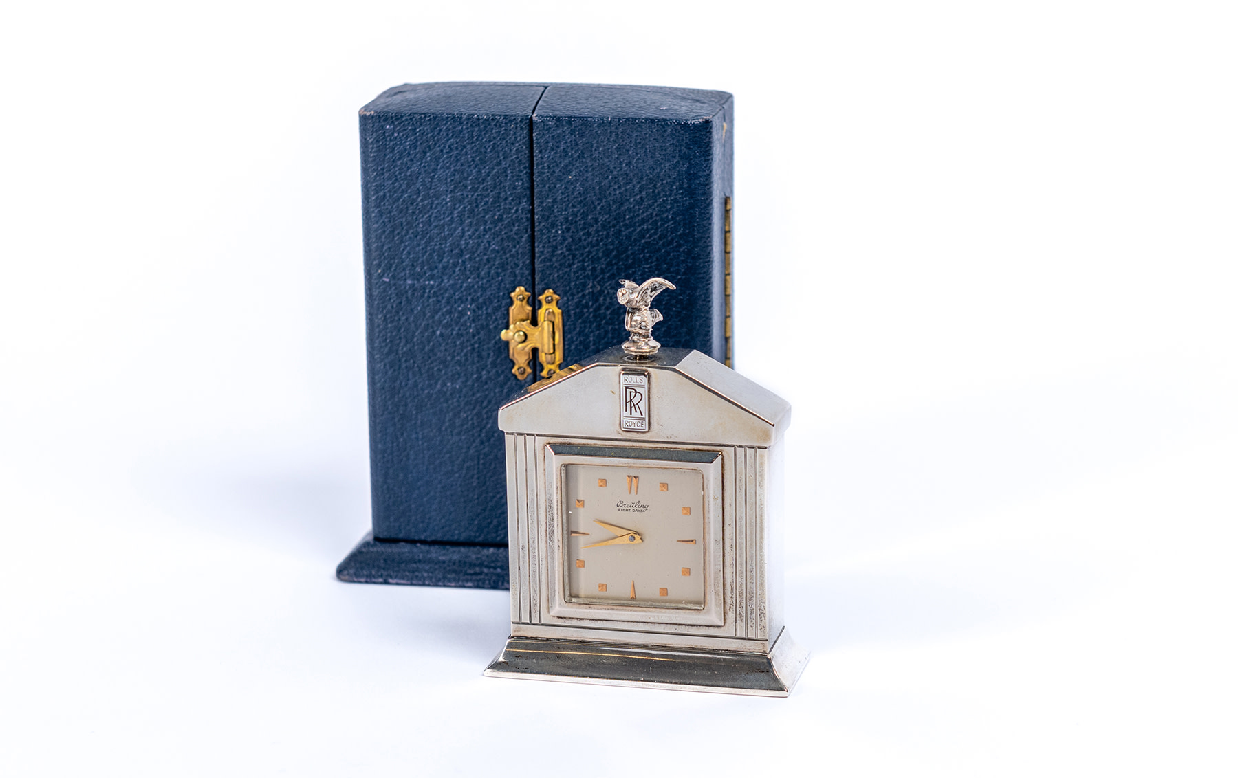 Sterling Silver Rolls Royce Desk Clock by Breitling c. 1950 Gooding Company